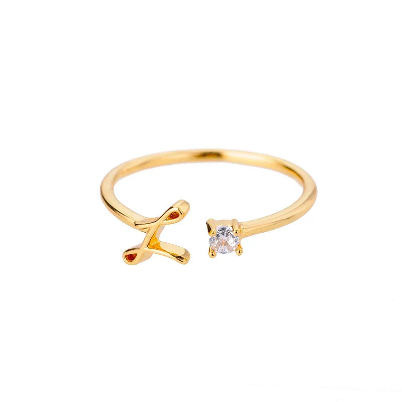 Anillo fino para mujer con inicial - letra 