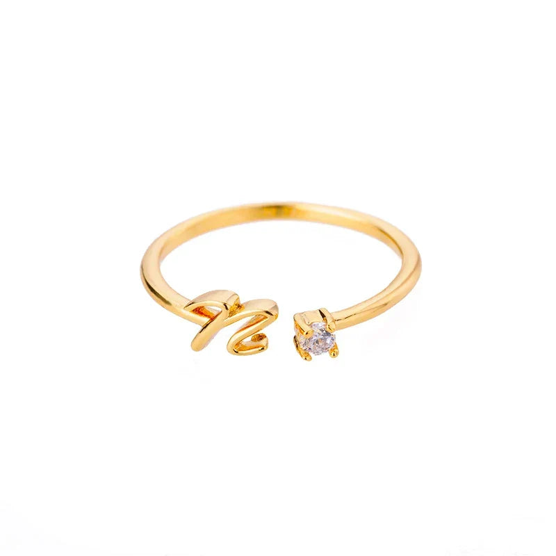 Anillo fino para mujer con inicial - letra 