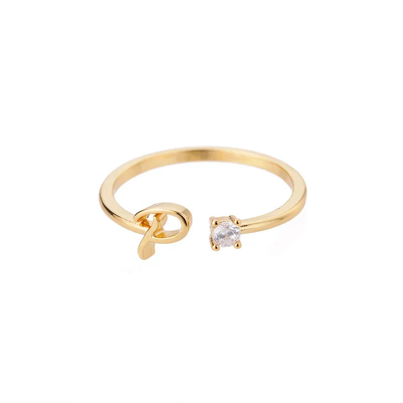 Anillo fino para mujer con inicial - letra 