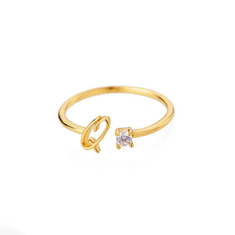 Anillo fino para mujer con inicial - letra 