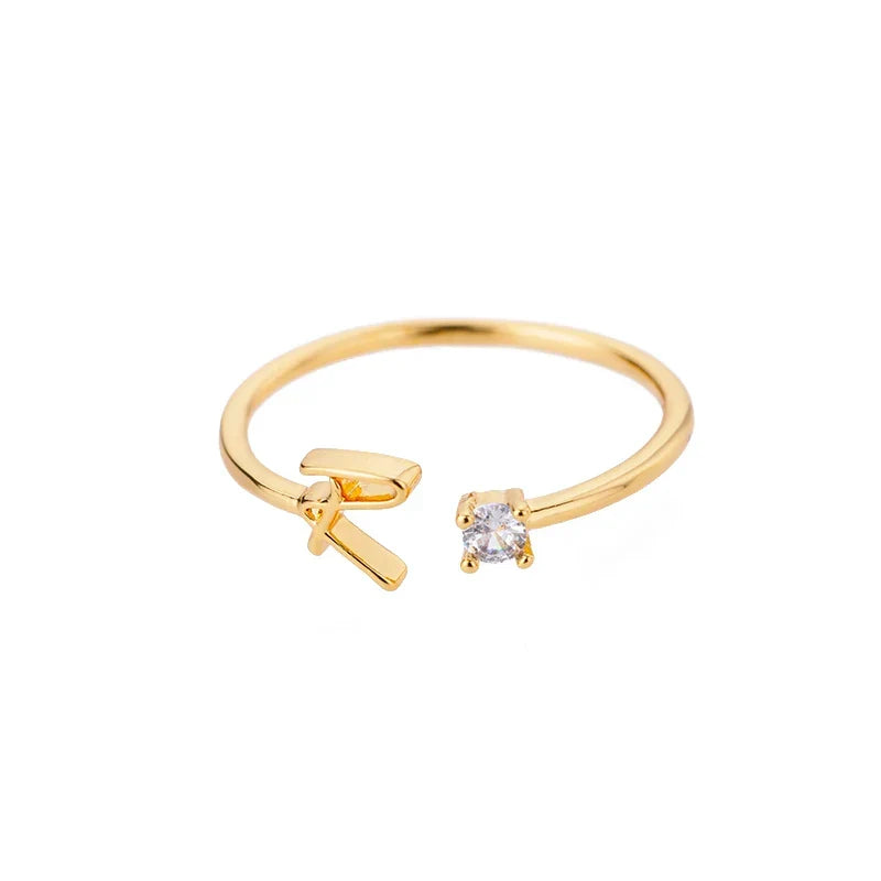 Anillo fino para mujer con inicial - letra 