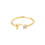 Anillo fino para mujer con inicial - letra 