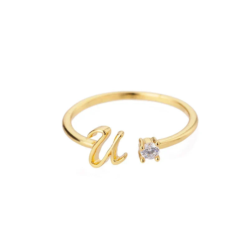 Anillo fino para mujer con inicial - letra 