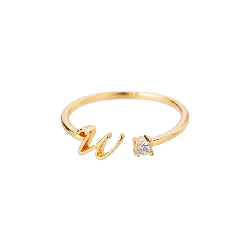 Bague fine pour femme personnalisée avec initiale w
