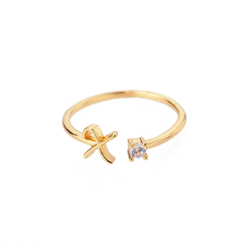 Anillo fino para mujer con inicial - letra 