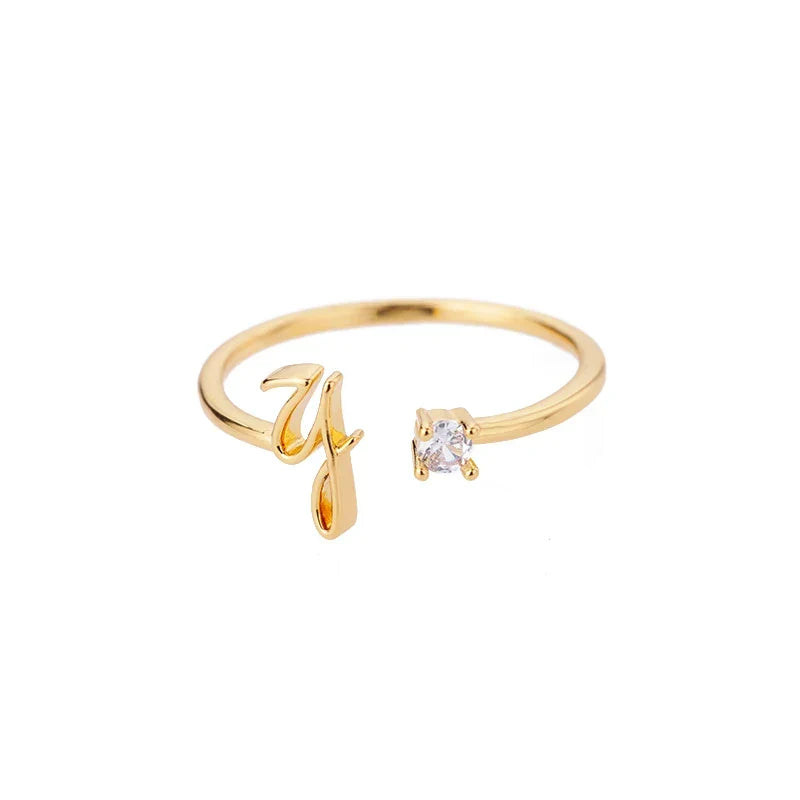Anillo fino para mujer con inicial - letra 