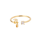 Anillo fino para mujer con inicial - letra 