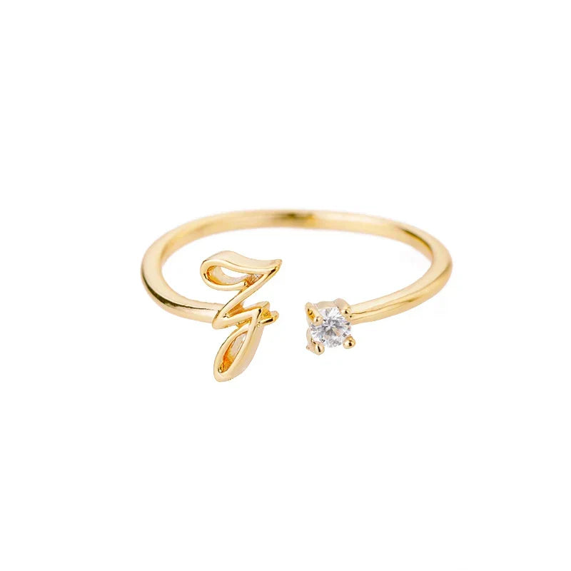 Anillo fino para mujer con inicial - letra 