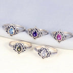 Anillo Flor de Loto Plateado Mujer