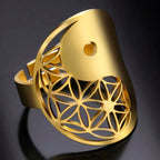 Bague Géométrique Yin Yang or