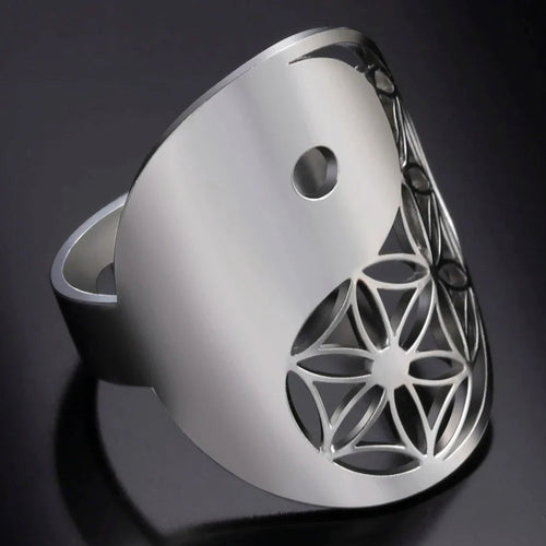 Bague Géométrique Yin Yang argent