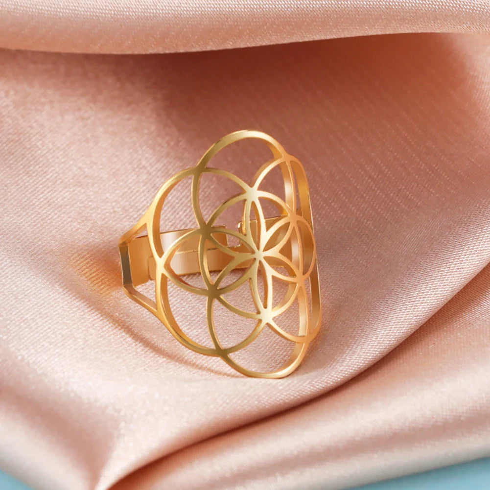 Anillo Semilla de la Vida Mujer Oro