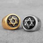 Engraved ring with the Star of David, a Jewish symbol 