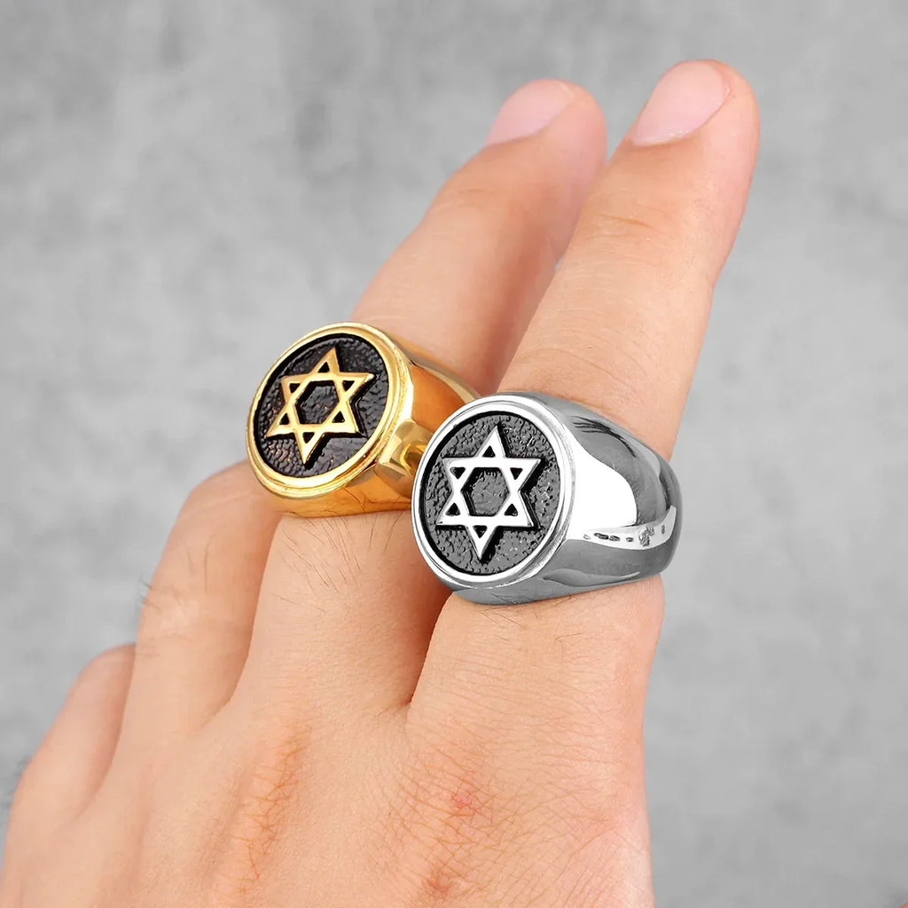 Engraved ring with the Star of David, a Jewish symbol 