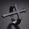 Men's Signet Ring Christian Cross Black
