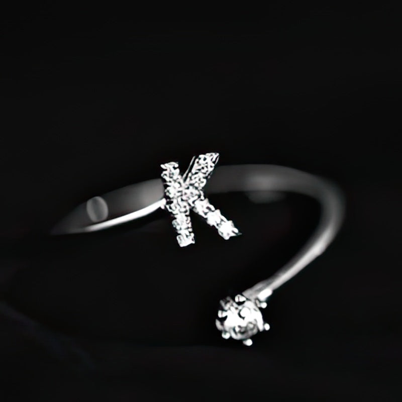 Women's initial letter ring