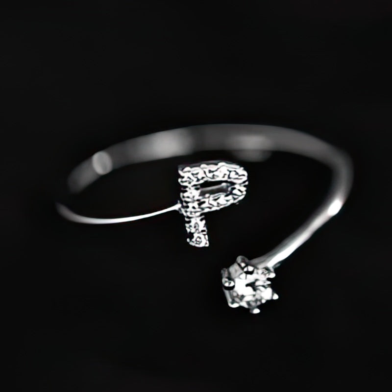 Women's initial letter ring