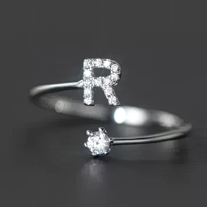 Women's initial letter ring