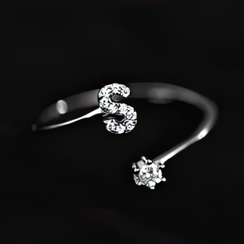 Women's initial letter ring