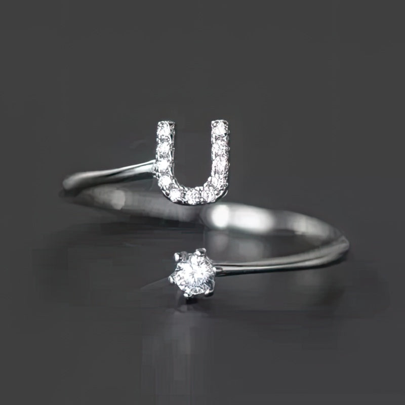 Women's initial letter ring