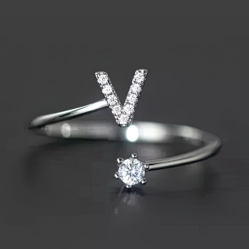 Women's initial letter ring