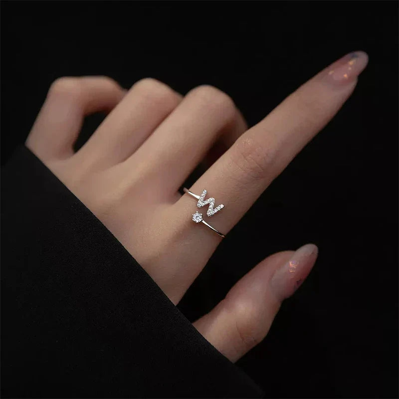 Women's initial letter ring