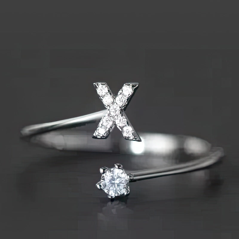 Women's initial letter ring