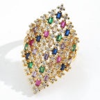 Anillo ancho arcoíris para mujer 