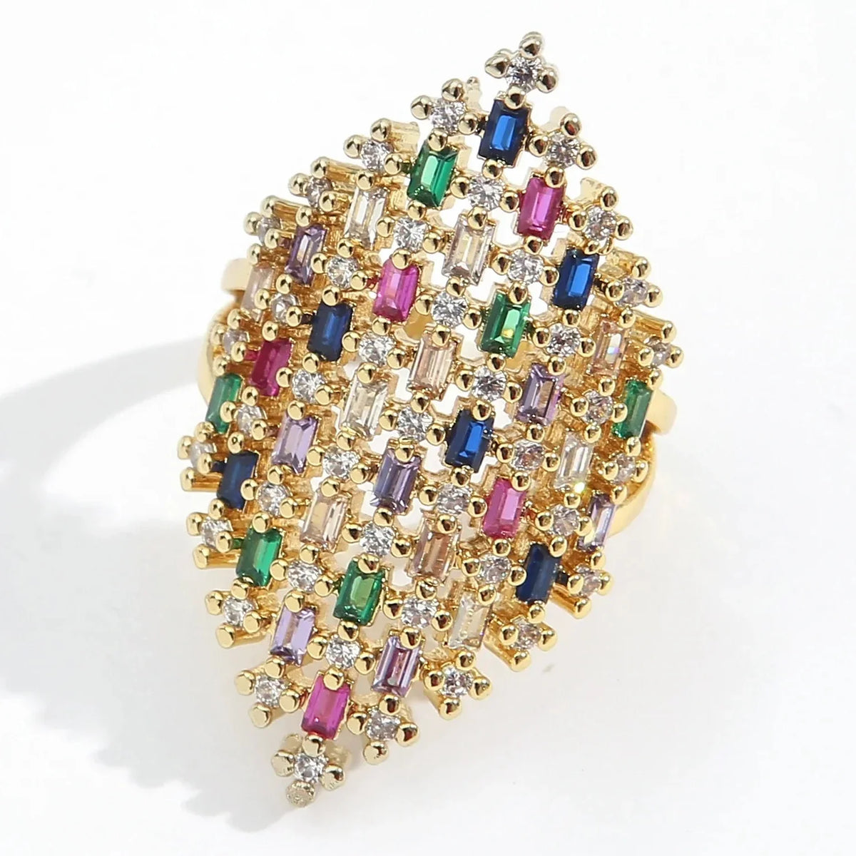 Anillo ancho arcoíris para mujer 