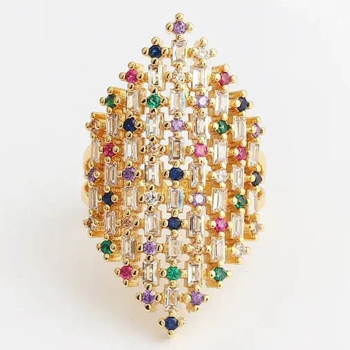 Anillo ancho arcoíris para mujer 