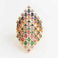 Bague large arc-en-ciel femme or
