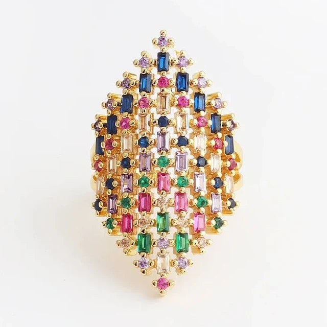 Anillo ancho arcoíris para mujer 