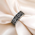 Wide ring with Menorah and Star of David Jewish symbols