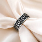 Wide ring with Menorah and Star of David Jewish symbols