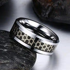 Wide men's ring with Star of David, Jewish symbol 