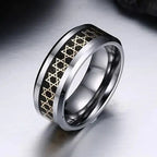 Wide men's ring with Star of David, Jewish symbol 