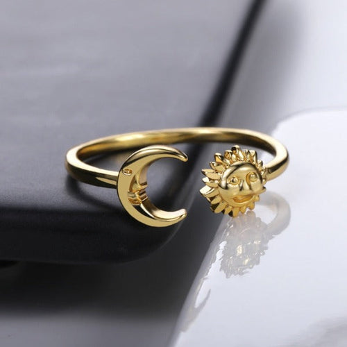 Bague Lune Soleil Astres Femm or