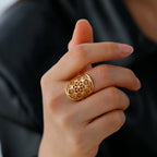 Mandala Ring for Women Gold Flower Band