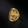 Mandala Ring for Women Gold Flower Band