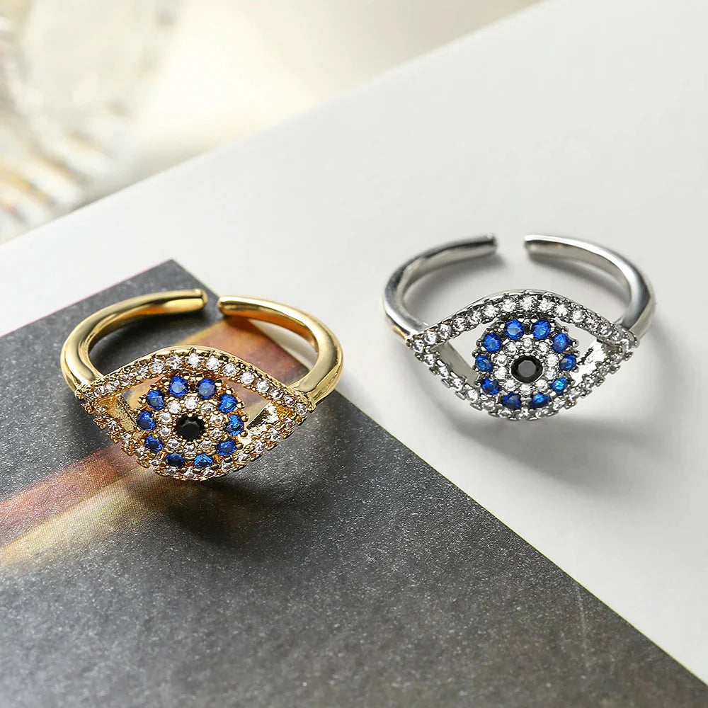 Bague Mauvais Oeil Bleu Turc Zircon
