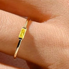 Minimalist ring with rectangular birthstone for women