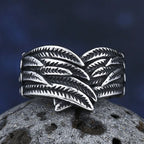 Aged feather motif ring