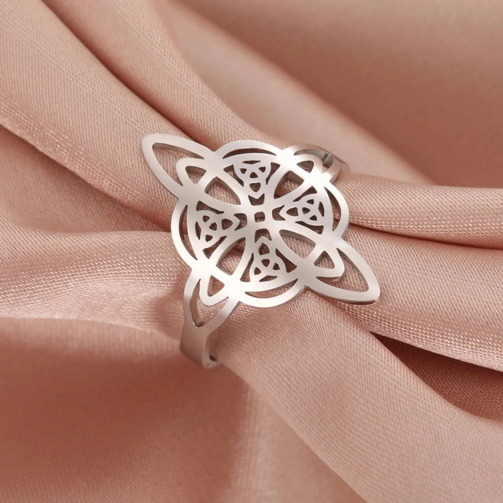 Anillo Nudo de Bruja Protección Anillo Mujer Wiccan plata