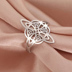 Anillo Nudo de Bruja Protección Anillo Mujer Wiccan plata
