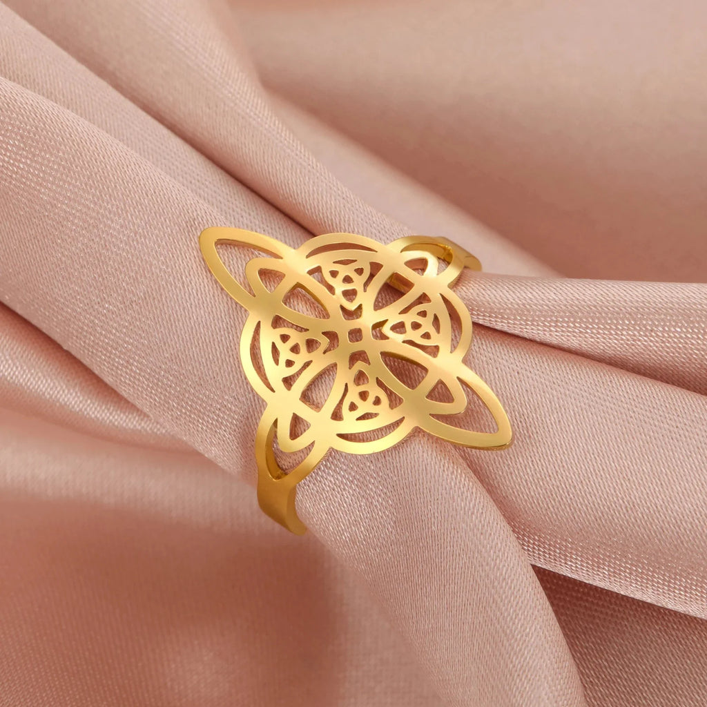 Anillo Nudo de Bruja Protección Anillo Mujer Wiccan oro