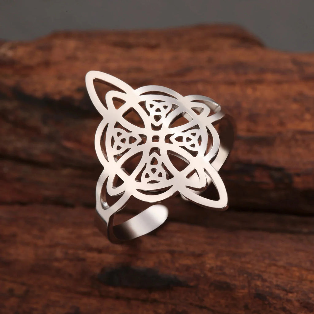 Anillo Nudo de Bruja Protección Anillo Mujer Wiccan plata