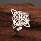 Anillo Nudo de Bruja Protección Anillo Mujer Wiccan plata