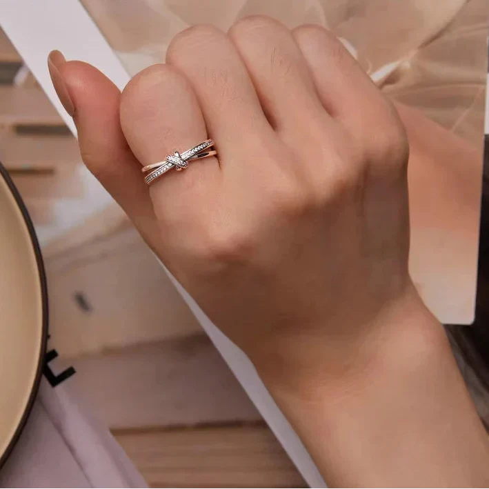 Knot and rhinestone ring