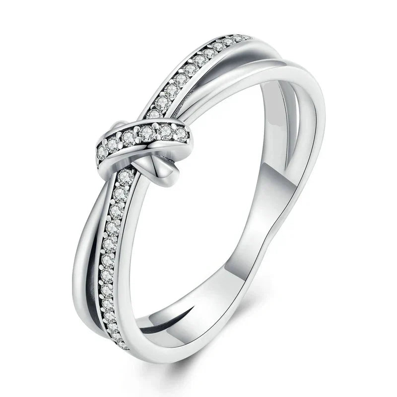 Knot and rhinestone ring