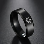 Black ring with the Star of David, Jewish symbol 